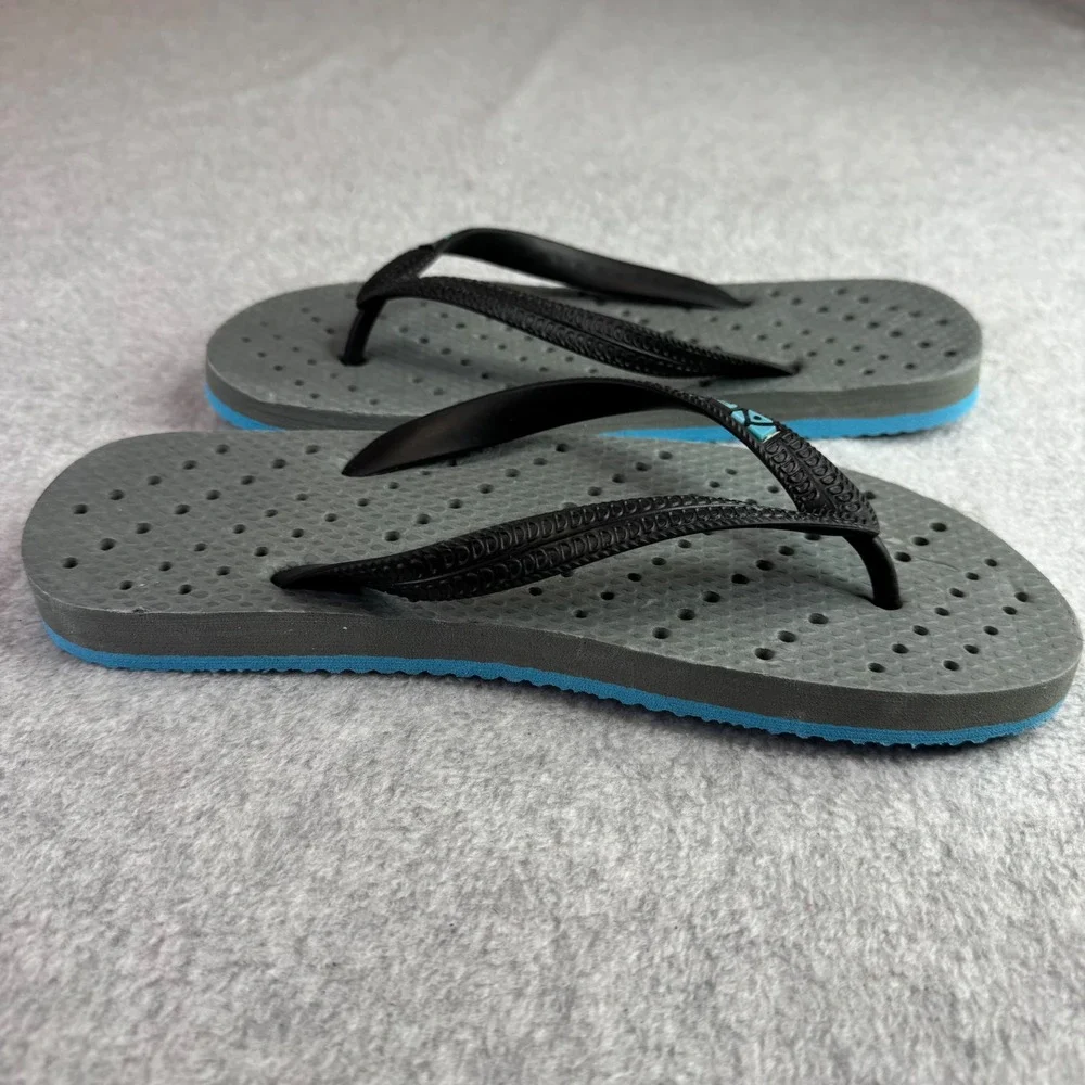 Aqua Flops Flip Flops Mens Size‎ 7/8 Shower Shoes Grey Blue Thong Sandals